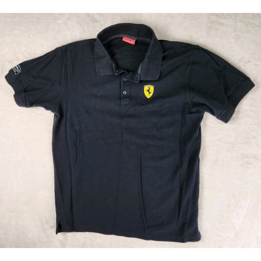 Ferrari Scuderia Mens Polo Shirt Size Medium Black Logo Licensed Etihad Airways